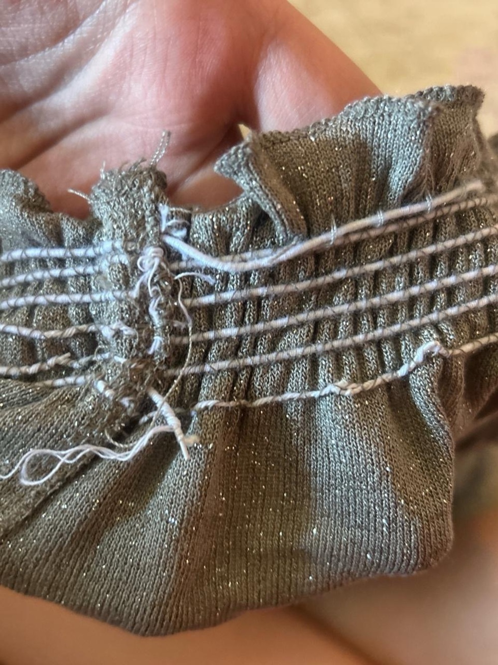 Metallic-Thread Smocked Strap top - Gray - Picture 3 of 4